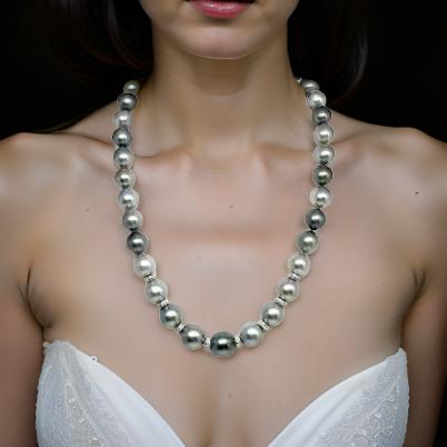 Diamond Tahitian Pearl Necklace 17.25" 12.9 mm 18k Gold 17.25" Certified $12,500 821383