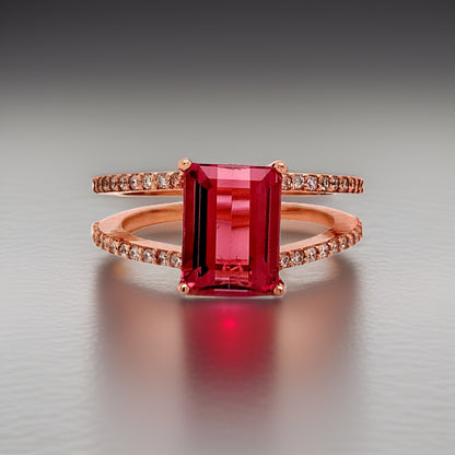 Natural Tourmaline Diamond Ring 14k RG 2.2 TCW Certified $4,950 112165 - Certified Fine Jewelry