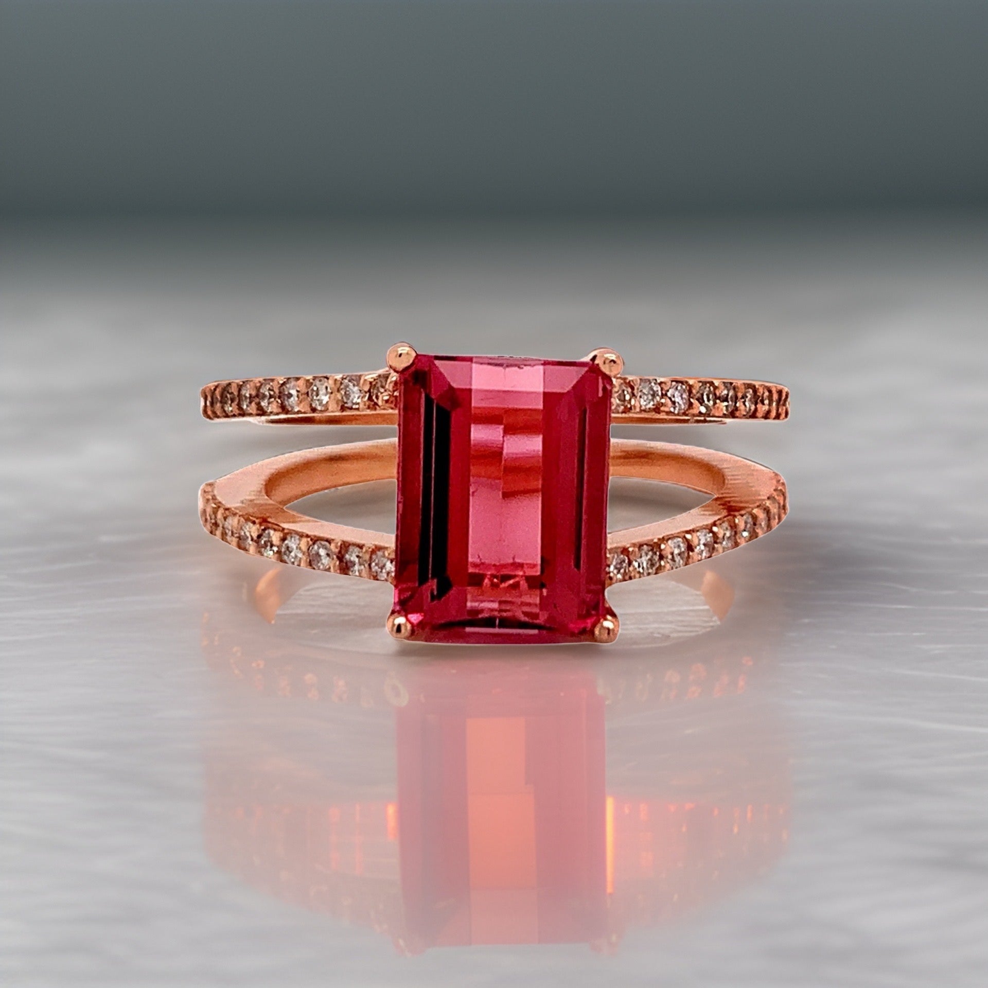 Natural Tourmaline Diamond Ring 14k RG 2.2 TCW Certified $4,950 112165 - Certified Fine Jewelry