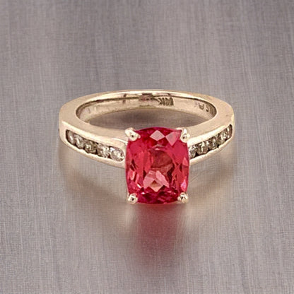 Diamond Rubellite Tourmaline Ring 3 TCW 14k Gold Certified $3,450 912277