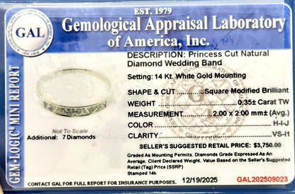 Natural Princess Cut Diamond Ring Size 6.5 14k Gold 0.35 TCW Certified $3,750 509023