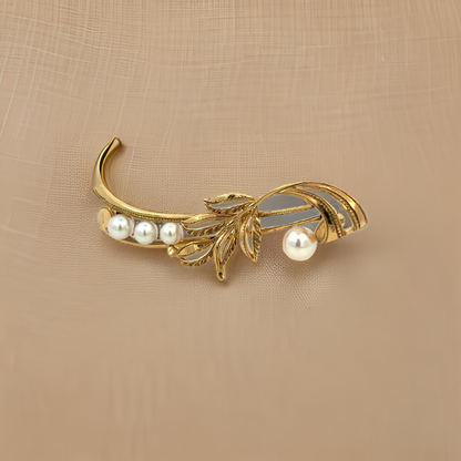 Mikimoto Estate Akoya Pearl Brooch Pin 14k Yellow Gold 5.57 mm M423