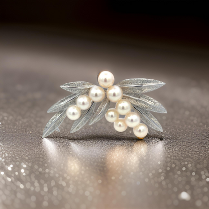 Mikimoto Estate Akoya Pearl Brooch Pin Sterling Silver 6.8 mm M424