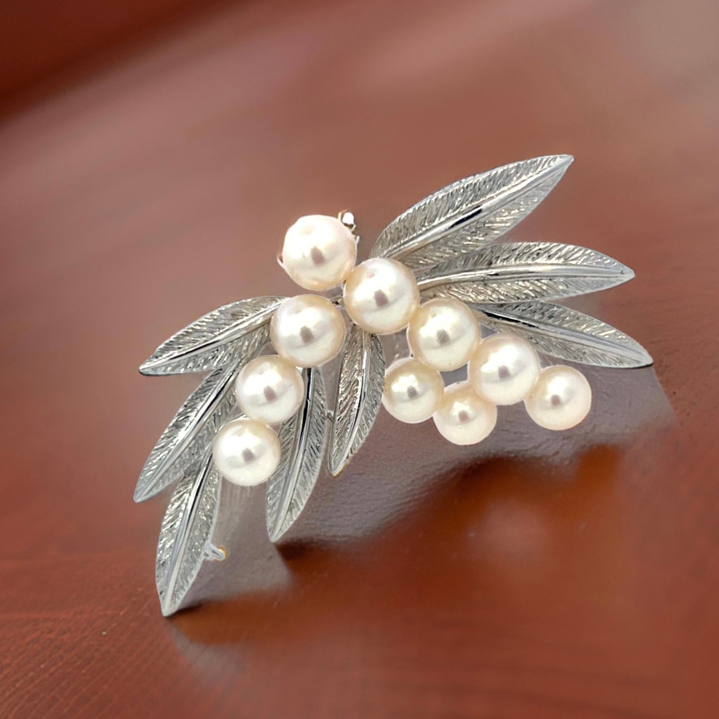 Mikimoto Estate Akoya Pearl Brooch Pin Sterling Silver 6.8 mm M424