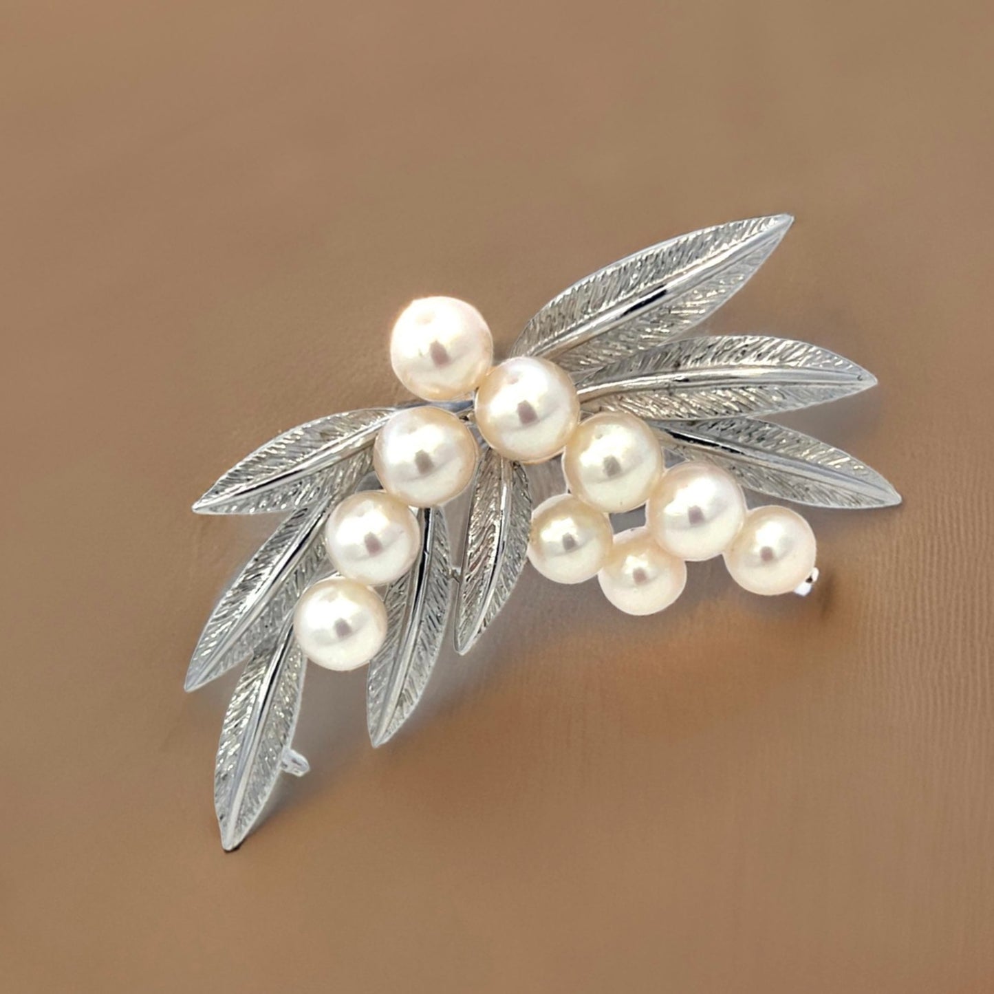 Mikimoto Estate Akoya Pearl Brooch Pin Sterling Silver 6.8 mm M424