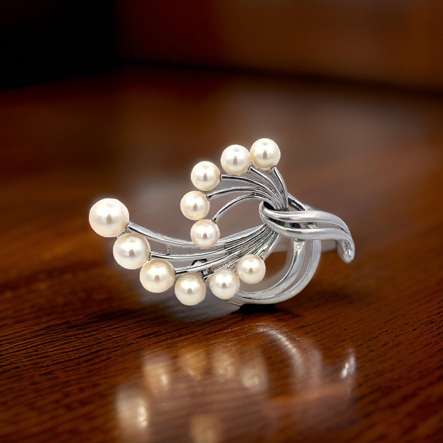 Mikimoto Estate Akoya Pearl Brooch Pin Sterling Silver 7.6 mm M425