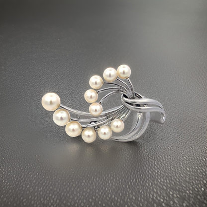 Mikimoto Estate Akoya Pearl Brooch Pin Sterling Silver 7.6 mm M425