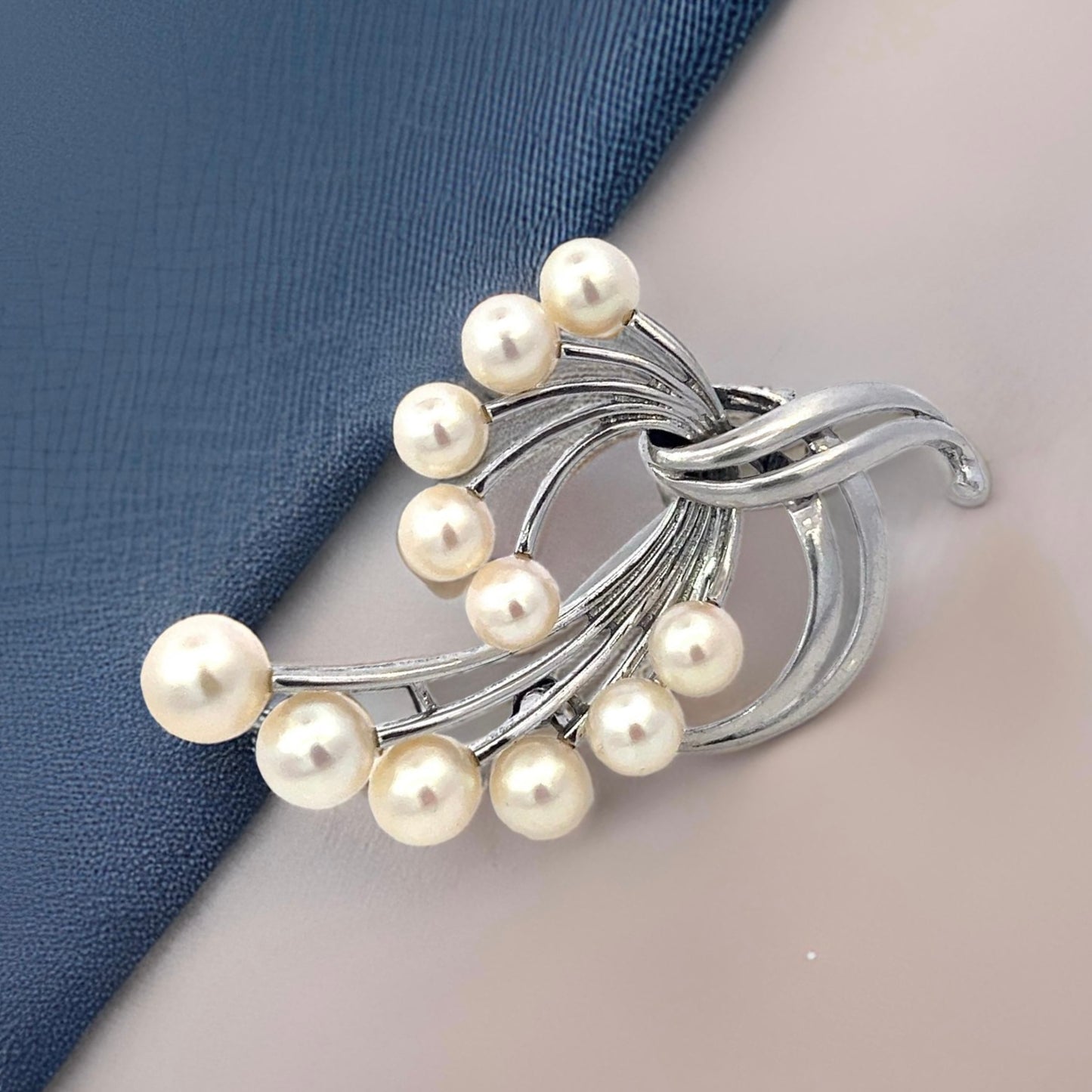 Mikimoto Estate Akoya Pearl Brooch Pin Sterling Silver 7.6 mm M425