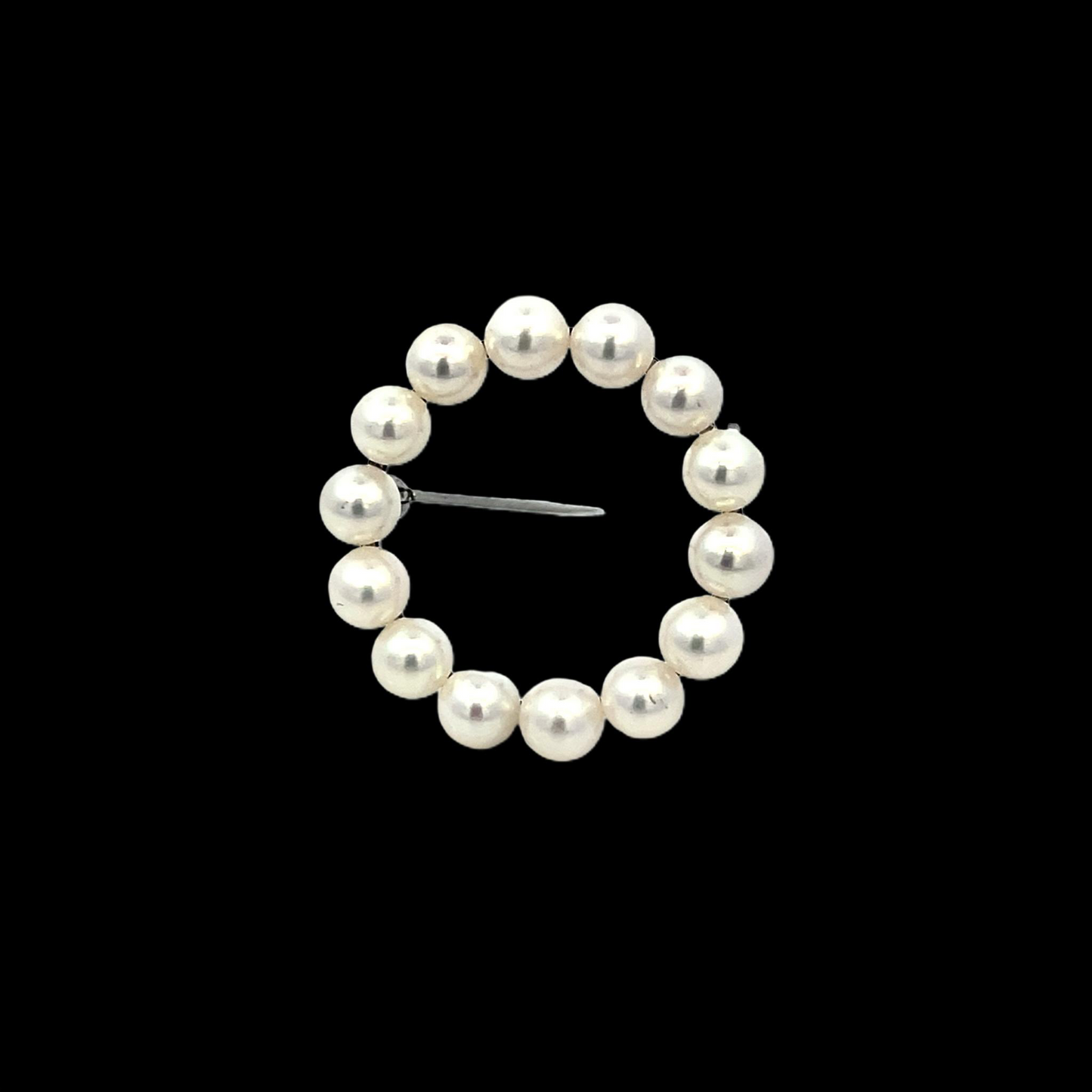 Mikimoto Estate Akoya Pearl Circle Wreath Brooch Pin Sterling Silver M426