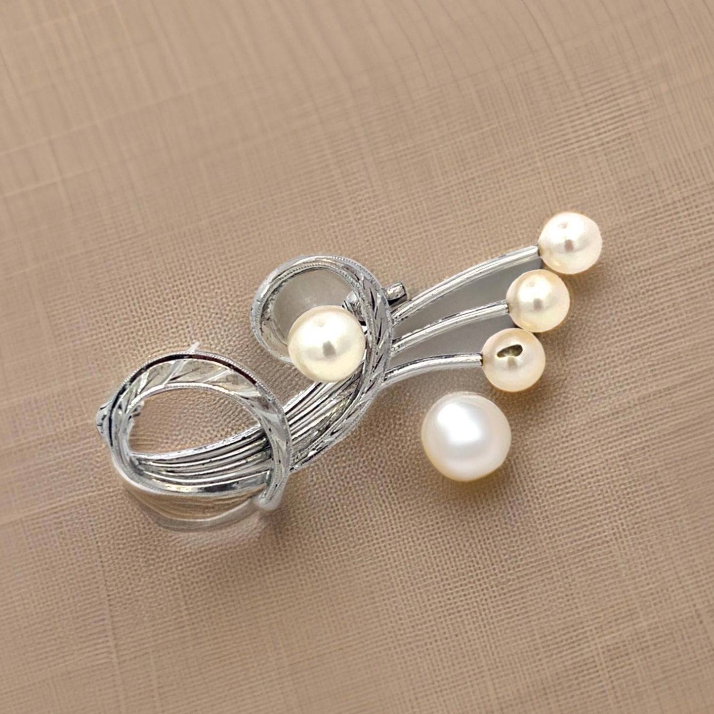 Mikimoto Estate Akoya Pearl Brooch Pin Sterling Silver 6.37 mm M427