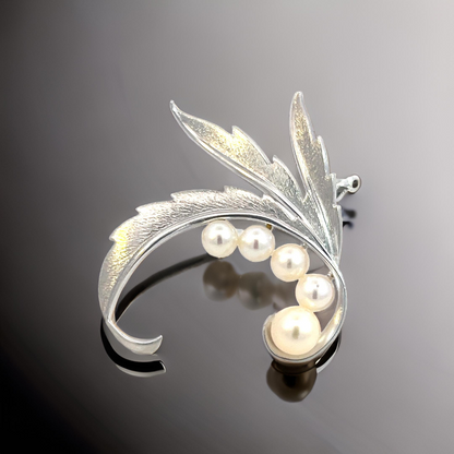 Mikimoto Estate Akoya Pearl Brooch Pin Sterling Silver 6.10 mm M420