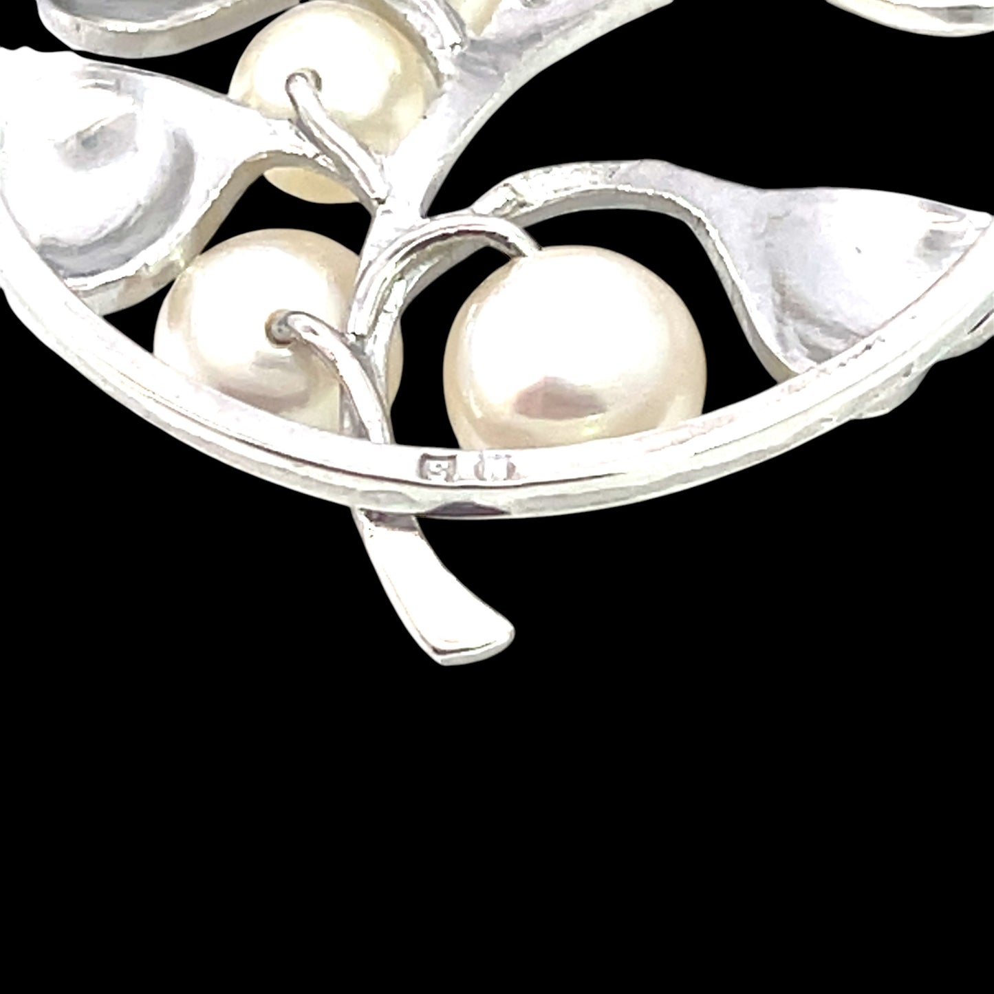 Mikimoto Estate Akoya Pearl Circular Flower Brooch Pin Sterling Silver M421