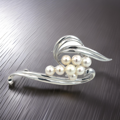 Mikimoto Estate Akoya Pearl Brooch Pin Sterling Silver 6.50 mm M422