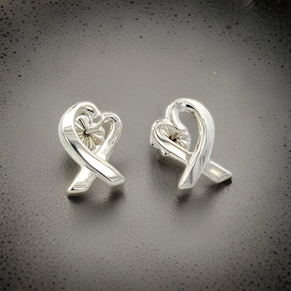 Tiffany & Co Estate Heart Pierced Earrings by Paloma Picasso Sterling Silver 3.8 Grams TIF796