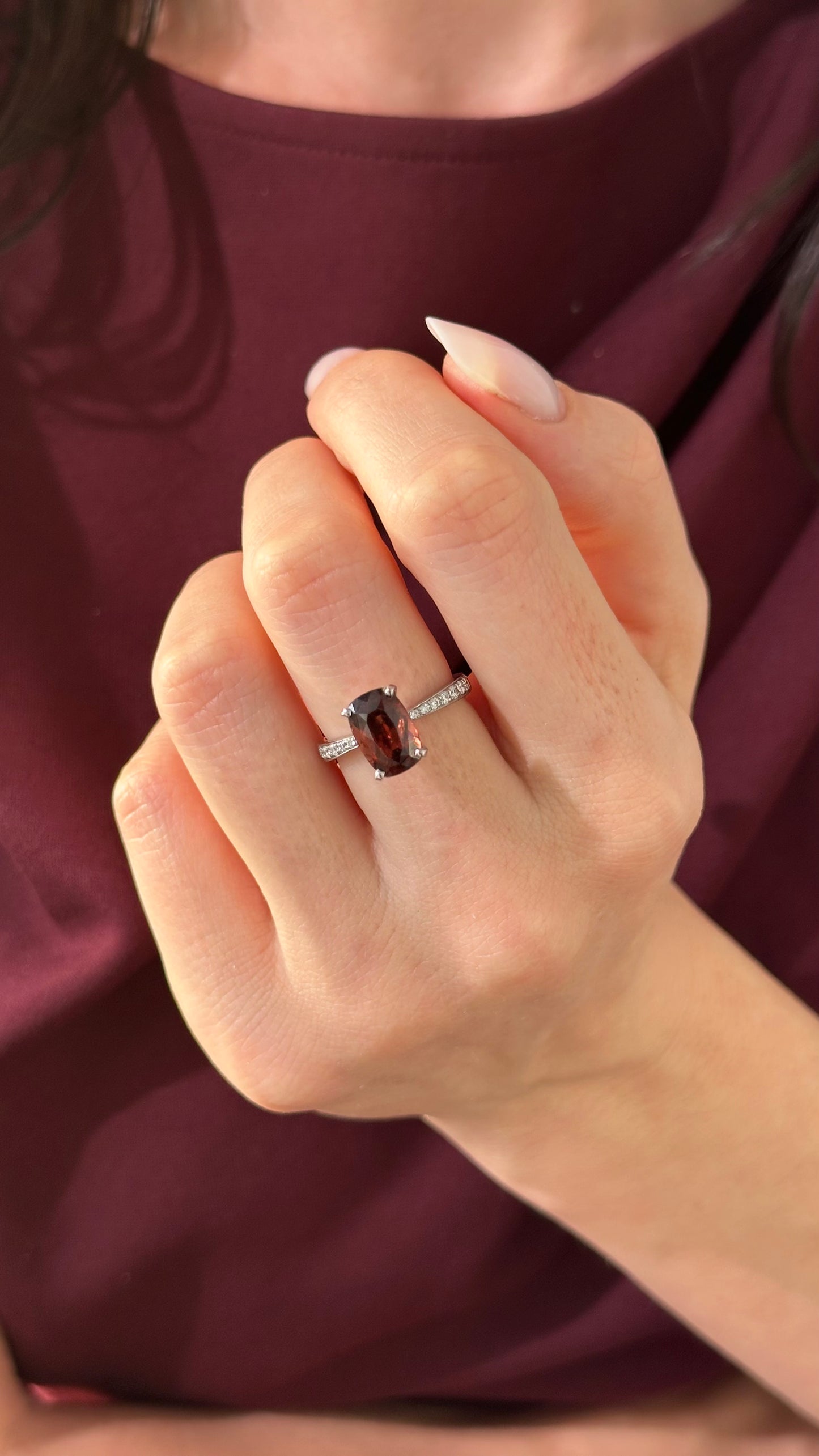 Diamond Tourmaline Rubellite Ring 6.75 18k Gold 4.01 tcw Women Certified $2,950 910746