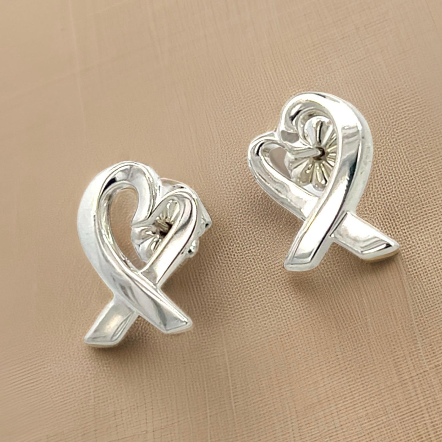 Tiffany & Co Estate Heart Pierced Earrings by Paloma Picasso Sterling Silver 3.8 Grams TIF796