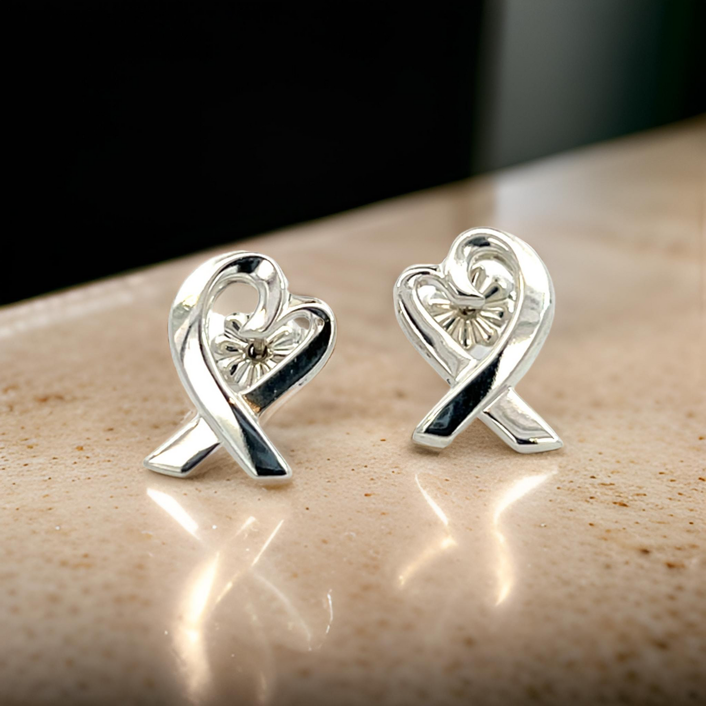 Tiffany & Co Estate Heart Pierced Earrings by Paloma Picasso Sterling Silver 3.8 Grams TIF796