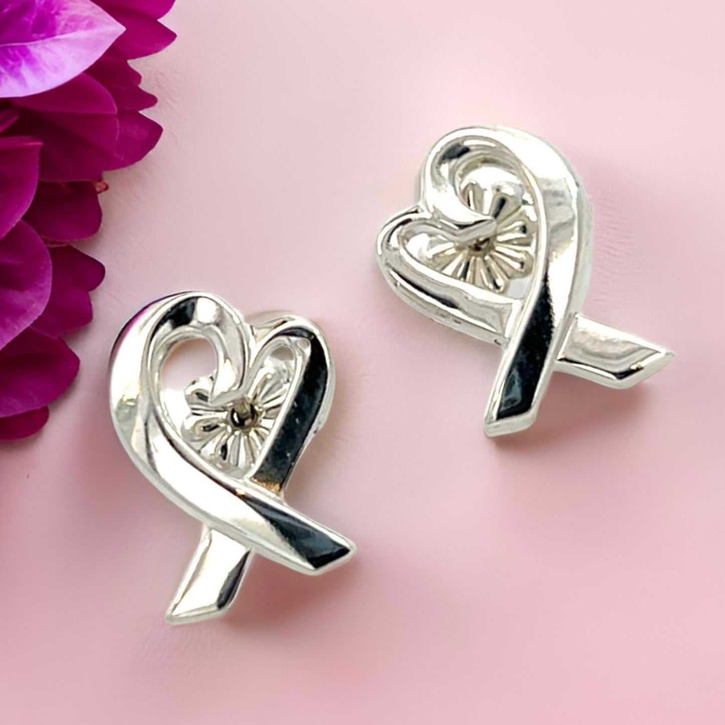 Tiffany & Co Estate Heart Pierced Earrings by Paloma Picasso Sterling Silver 3.8 Grams TIF796