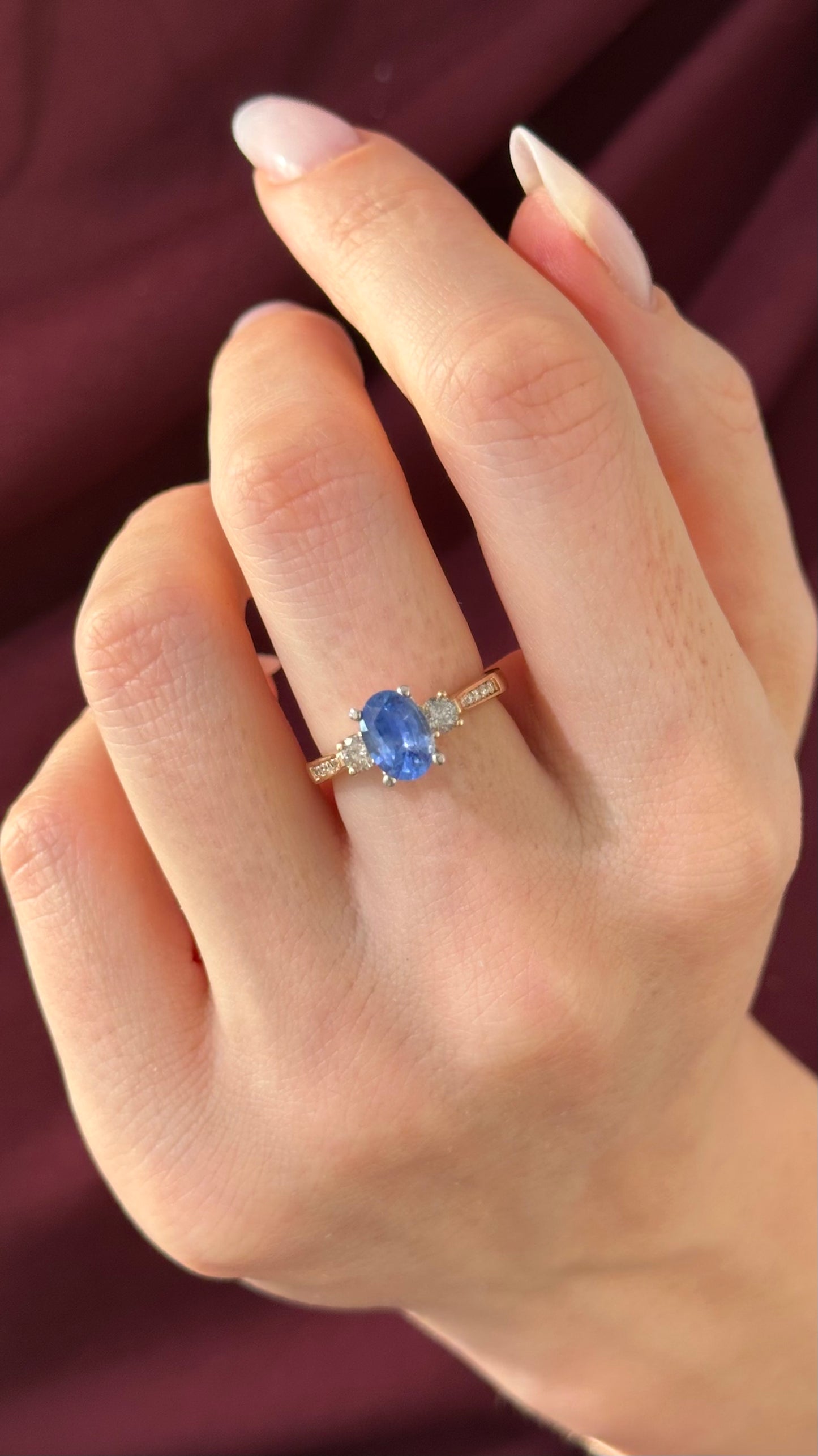 Diamond Blue Sapphire Ring 14k Gold Women Certified $4,950 915310
