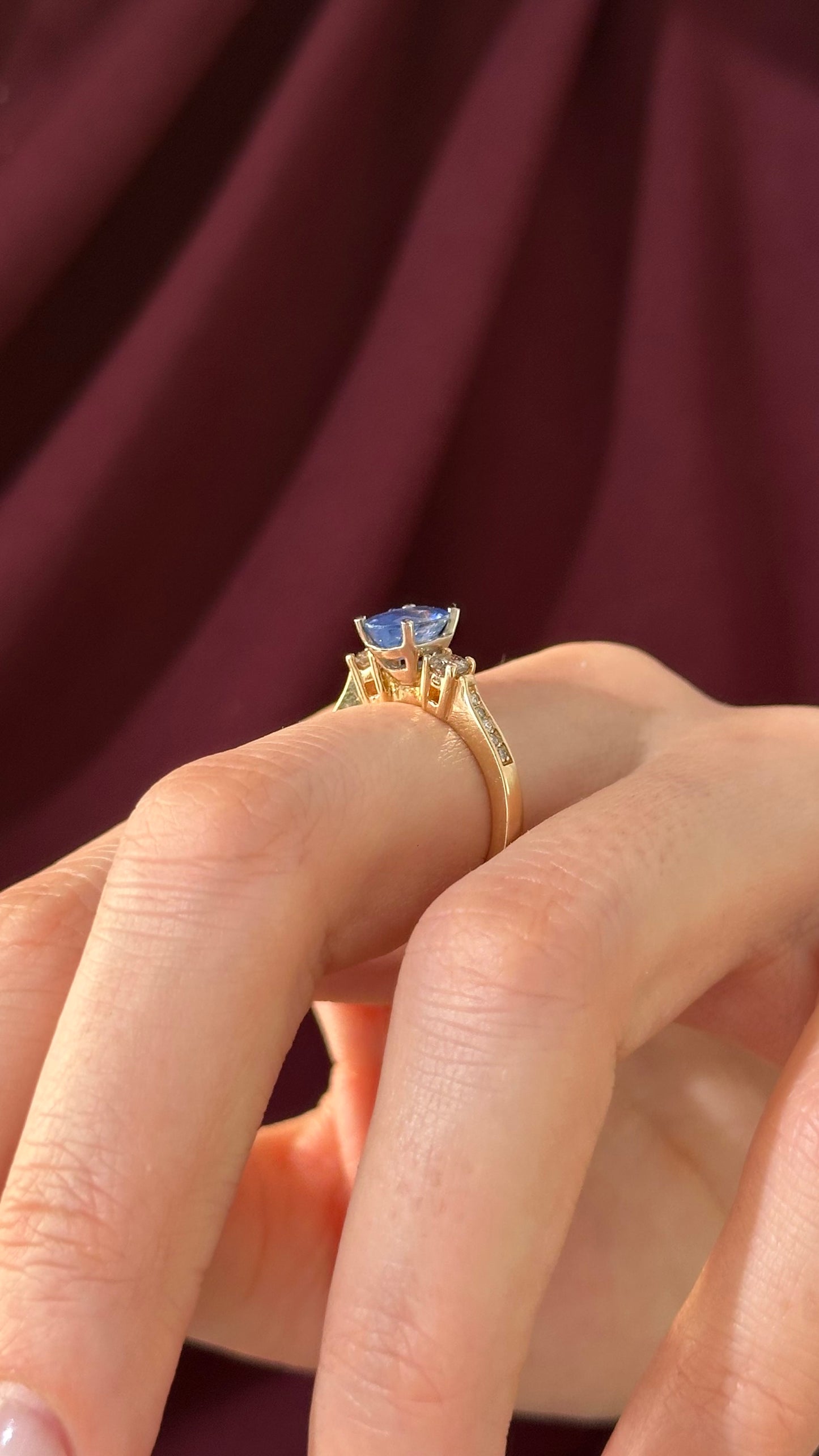 Diamond Blue Sapphire Ring 14k Gold Women Certified $4,950 915310