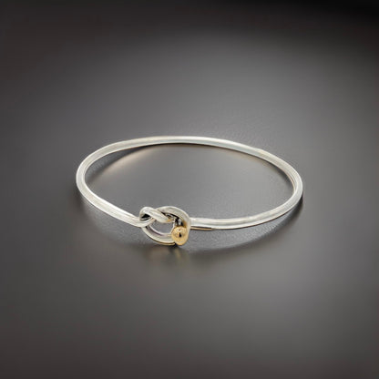 Tiffany & Co Estate Love Knot Bangle Bracelet 6.5" 18KT + Silver TIF801