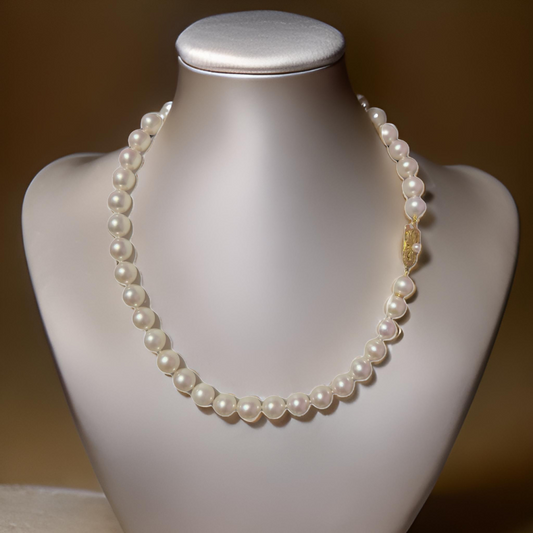 Mikimoto Estate Akoya Pearl Necklace 16" 18k Gold 9 mm Certified $13,875 410292