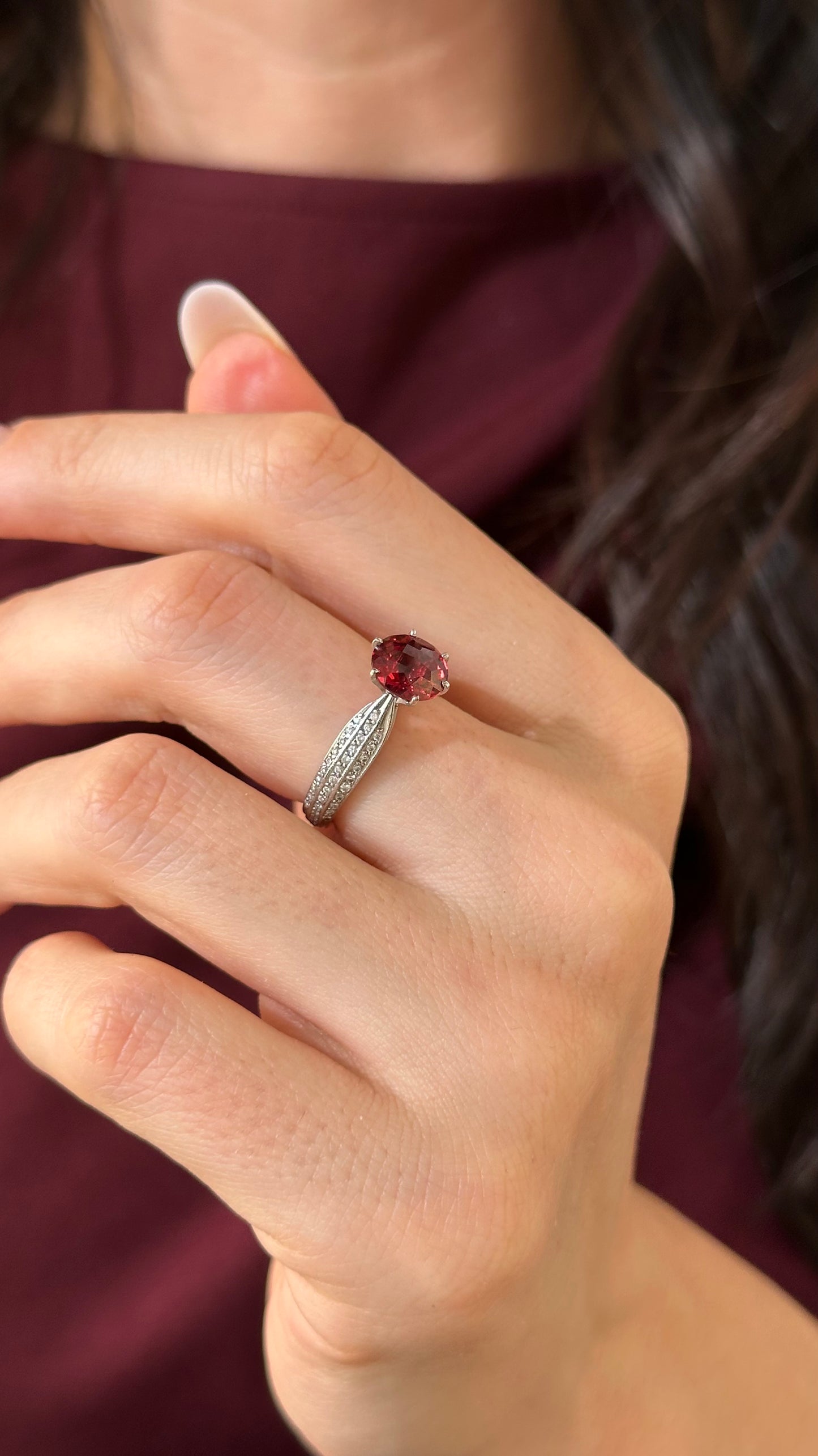 Diamond Platinum Tourmaline Rubellite Ring 5.75 2.43 TCW Certified $4,950 911025