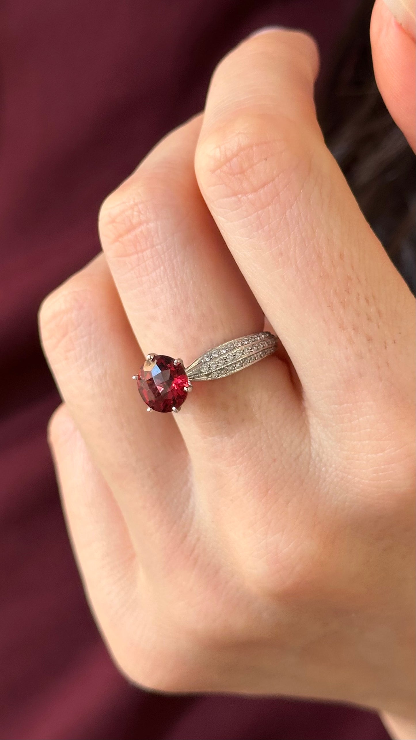 Diamond Platinum Tourmaline Rubellite Ring 5.75 2.43 TCW Certified $4,950 911025