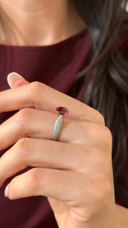Diamond Platinum Tourmaline Rubellite Ring 5.75 2.43 TCW Certified $4,950 911025