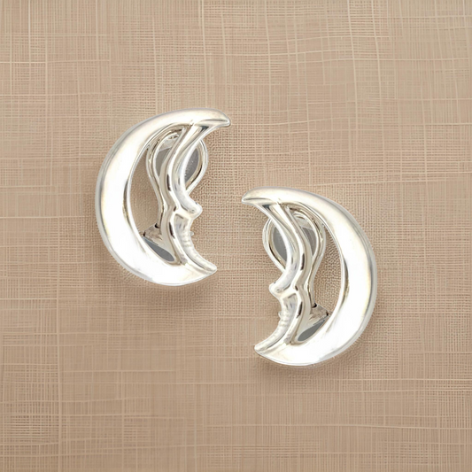 Tiffany & Co Estate Moon Omega Back Earrings by Paloma Picasso Sterling Silver TIF797