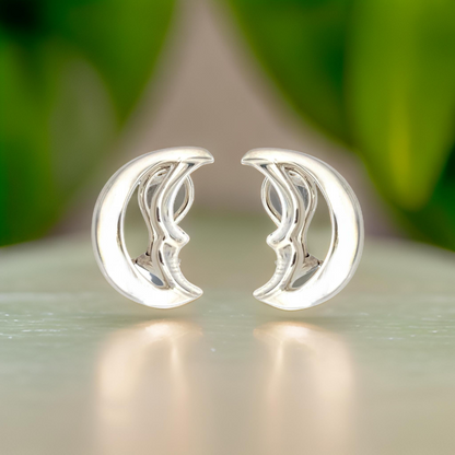 Tiffany & Co Estate Moon Omega Back Earrings by Paloma Picasso Sterling Silver TIF797