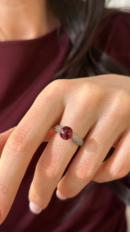 Diamond Platinum Tourmaline Rubellite Ring 5.75 2.43 TCW Certified $4,950 911025
