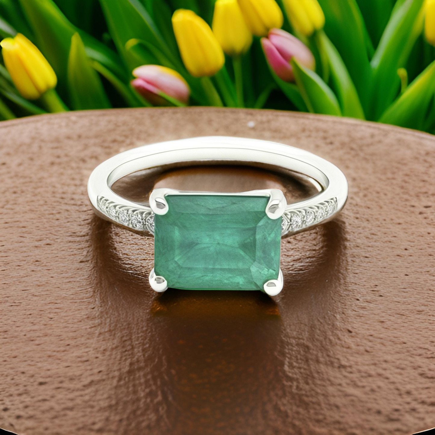 Natural Emerald Diamond Ring Size 6.5 14k Gold 1.95 TCW Certified $3,950 310582