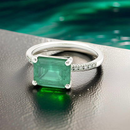 Natural Emerald Diamond Ring Size 6.5 14k Gold 1.95 TCW Certified $3,950 310582