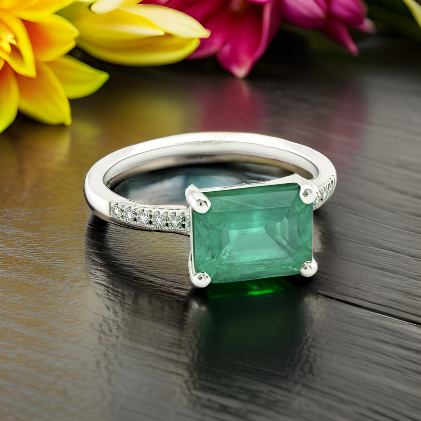 Natural Emerald Diamond Ring Size 6.5 14k Gold 1.95 TCW Certified $3,950 310582