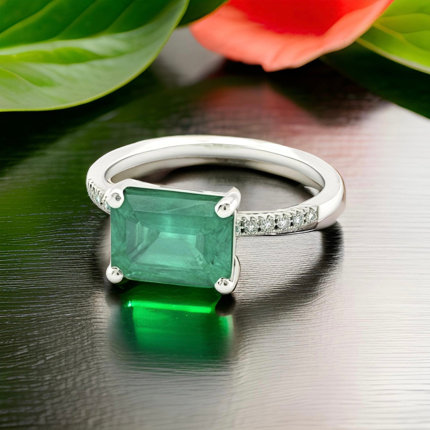 Natural Emerald Diamond Ring Size 6.5 14k Gold 1.95 TCW Certified $3,950 310582