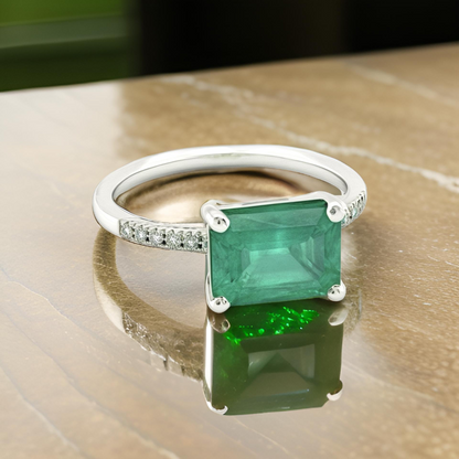 Natural Emerald Diamond Ring Size 6.5 14k Gold 1.95 TCW Certified $3,950 310582