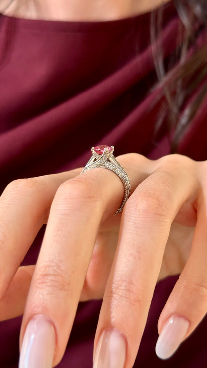 Diamond Pink Tourmaline Rubellite Ring 6.5 14k Gold 2.45 Tcw Certified $3,700 912289