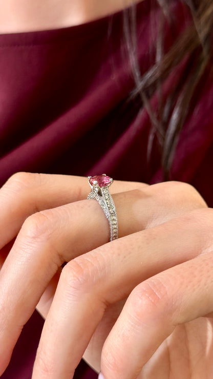 Diamond Pink Tourmaline Rubellite Ring 6.5 14k Gold 2.45 Tcw Certified $3,700 912289
