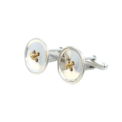 Tiffany & Co Estate Men Button Cufflinks 18k Gold Sterling Silver TIF767