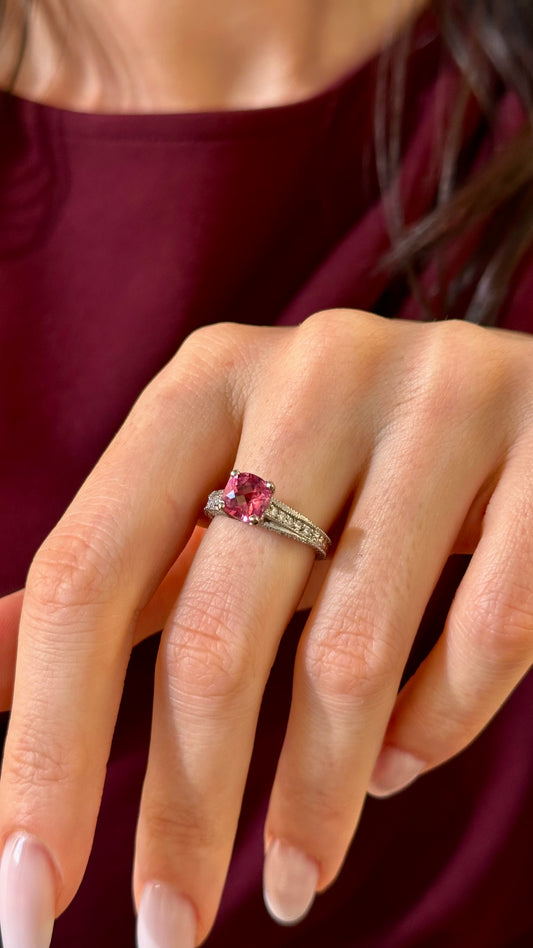 Diamond Pink Tourmaline Rubellite Ring 6.5 14k Gold 2.45 Tcw Certified $3,700 912289