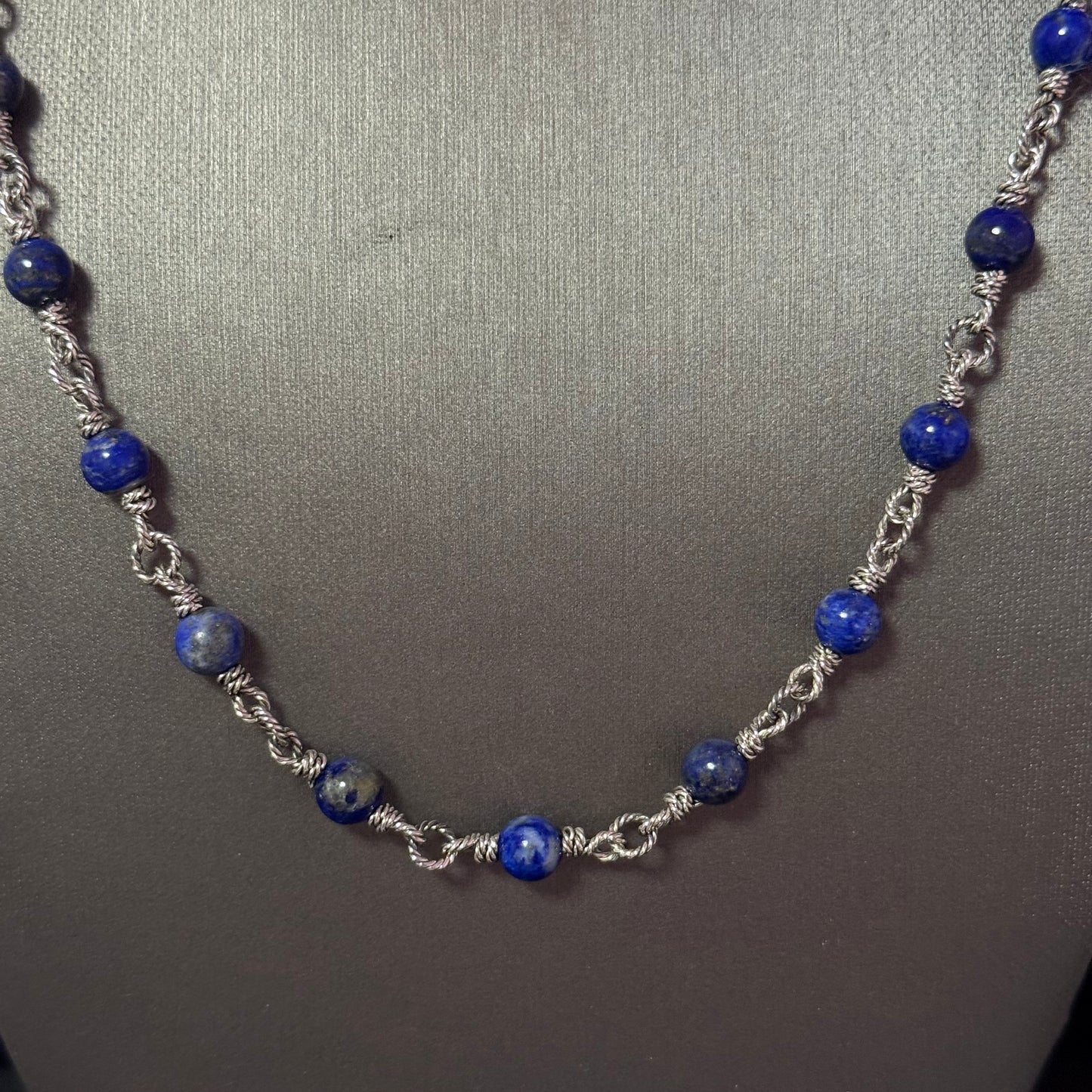 David Yurman Lapis Lazuli Necklace 20" 6 mm Sterling Silver Estate DY581