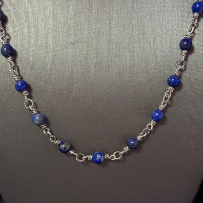 David Yurman Lapis Lazuli Necklace 20" 6 mm Sterling Silver Estate DY581