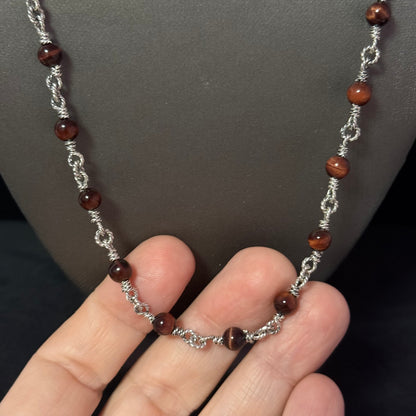 David Yurman Tiger Eye Necklace 24" 6 mm Sterling Silver Estate DY582