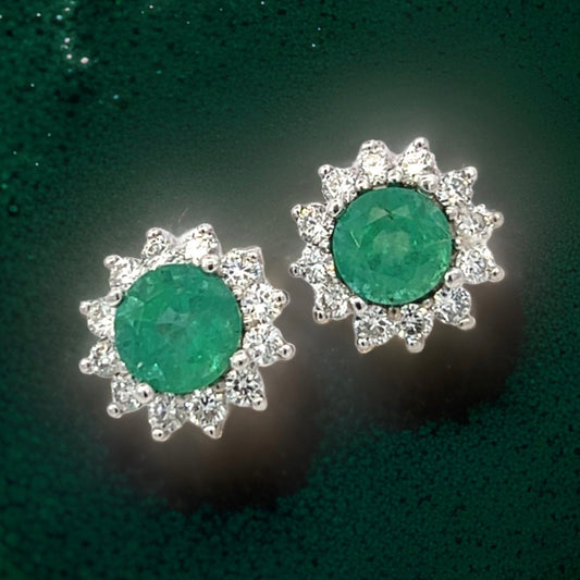 Natural Emerald Diamond Earrings 14k Gold 2.99 TCW Certified $3,950 307914