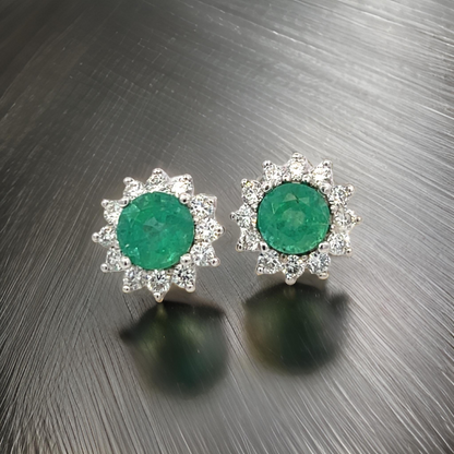 Natural Emerald Diamond Earrings 14k Gold 2.99 TCW Certified $3,950 307914