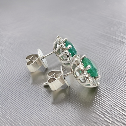 Natural Emerald Diamond Earrings 14k Gold 2.99 TCW Certified $3,950 307914