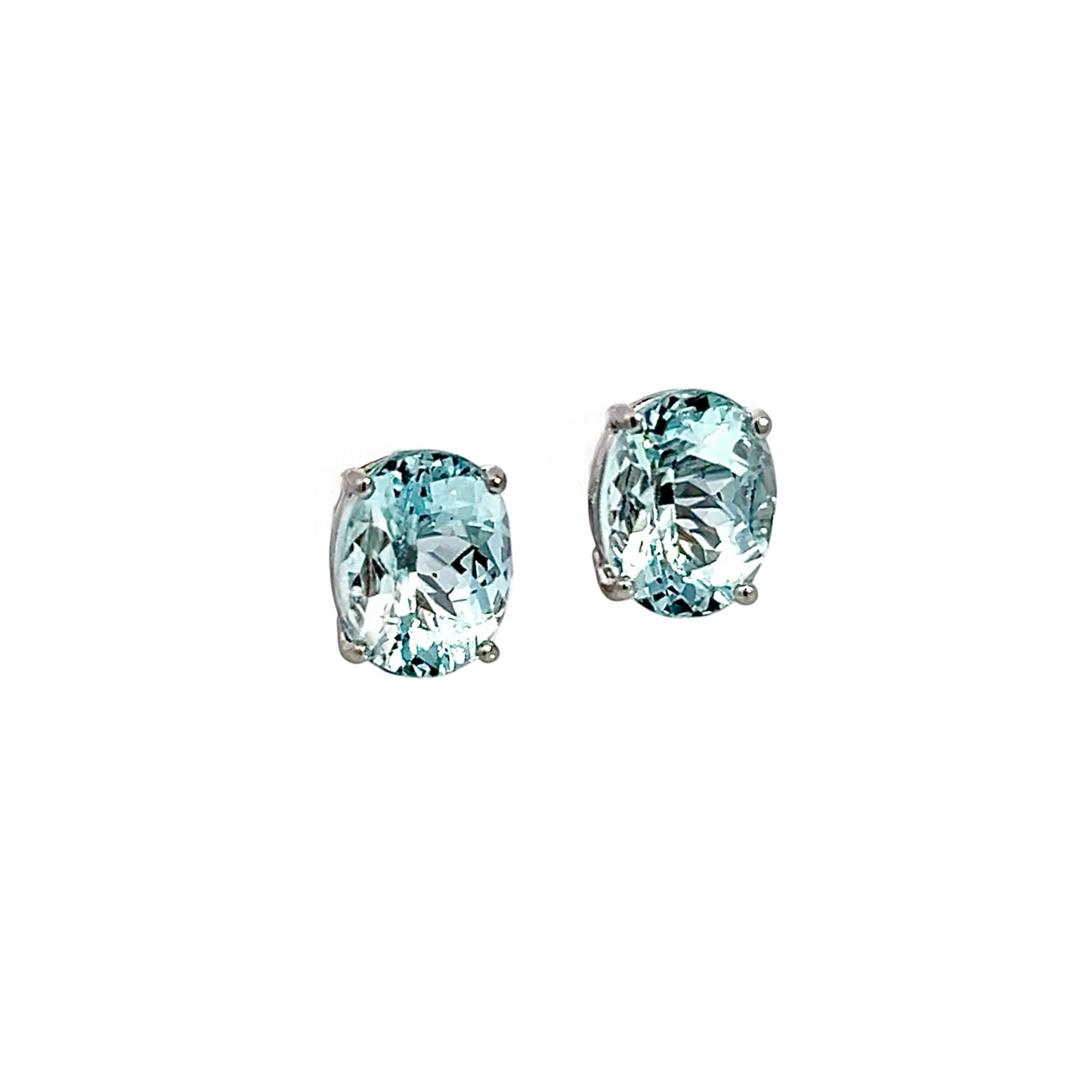 Natural Aquamarine Stud Earrings 14k Gold 3.13 TCW Certified $1,290 311053