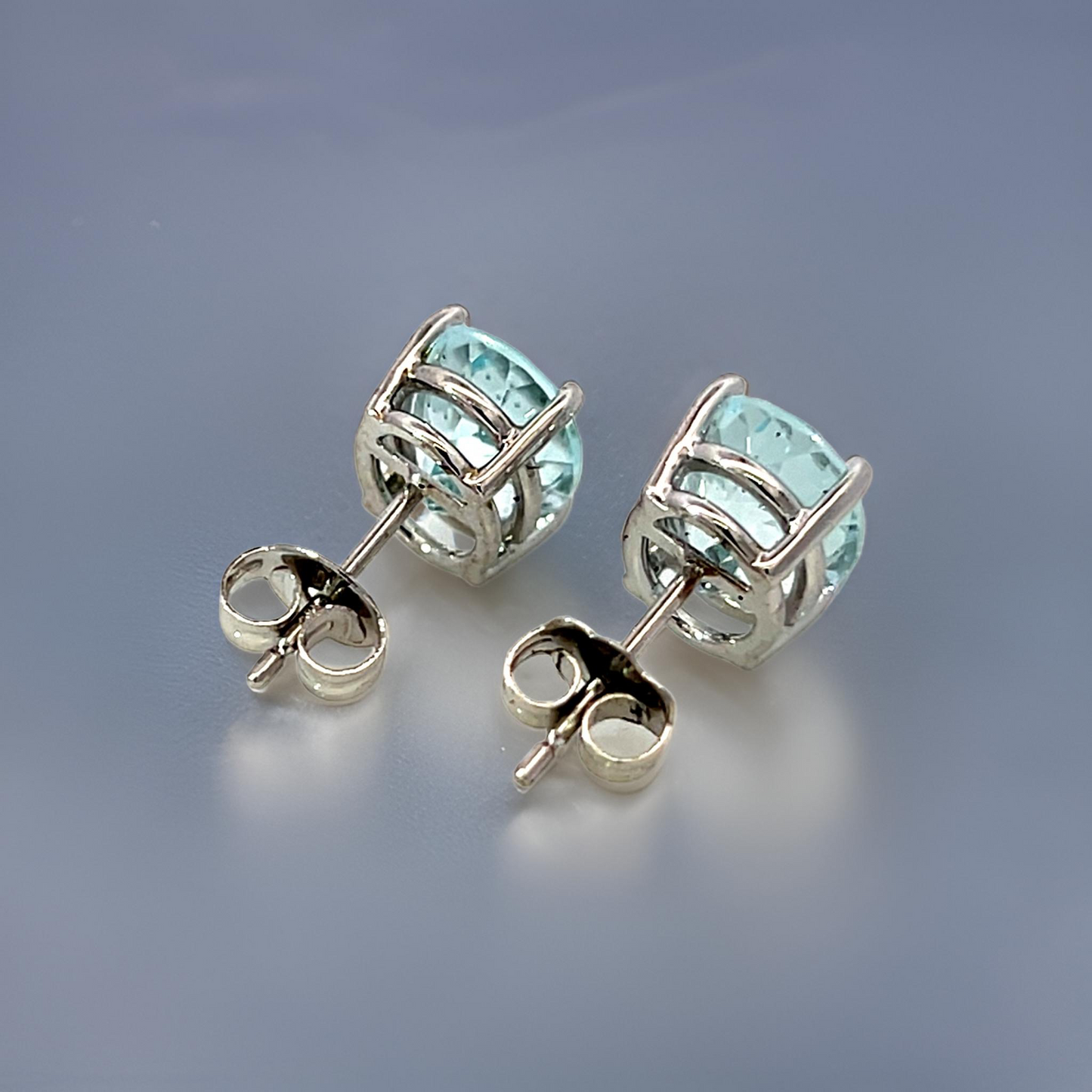 Natural Aquamarine Stud Earrings 14k Gold 3.13 TCW Certified $1,290 311053