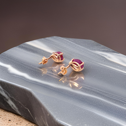 Natural Ruby Stud Earrings 14k Yellow Gold 2.70 TCW Certified $3,375 215622